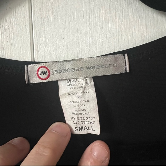 Japanese Weekend Maternity Black Wrap Tie Front Top Woman’s Small - Picture 6 of 9